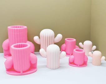 Molde de silicone para vela suculenta de cacto: faça você mesmo velas de gesso com resina
