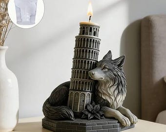 Wolf and Landmark Candle Silicone Mold: DIY Animal Decorative Plaster Cement Resin Ornaments