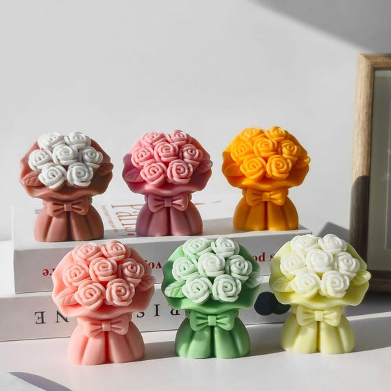 Rose Bouquet Candle Silicone Mold: DIY Candle & Plaster Ornament