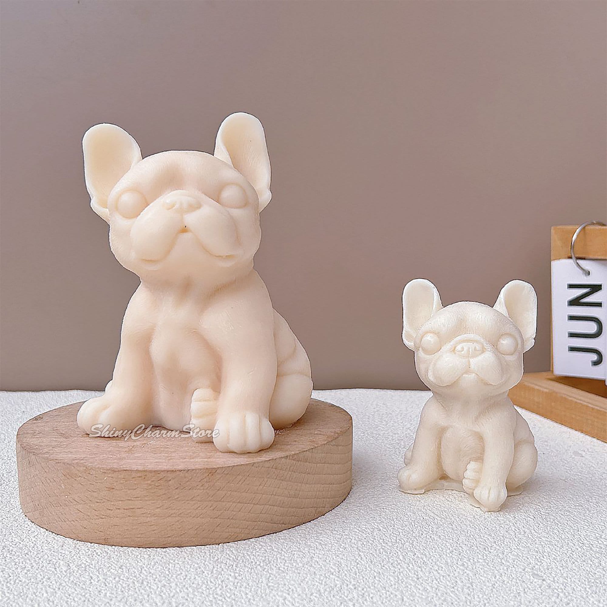 Pug French Dog Modeling Aromatherapy Candle Silicone Mold, Diy Puppy Animal Plaster Home Ornament Mold