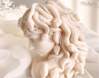 Figure mitologiche greche Medusa candela Stampo in silicone, Medusa Mezza faccia Ornamento Stampo per scultura in gesso fatto a mano