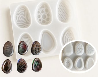 6-Compartment Massage and Stress-Relief Stone Resin Mold, 3D Oval Fantasy Crystal Jewelry Mould