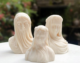 Veiled Woman Candle Plaster Silicone Mold,Bride  Bust Statue  Lady Body Sculpture Cement Silicone Mold
