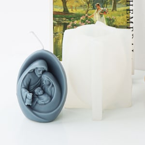 Jesus Virgin Mary Figurine Holy Family Candle Mold,Catholic Famaily Statue Cement Plaster  Mould