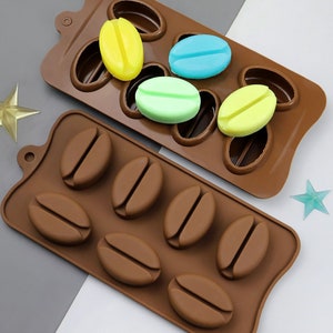 7 Cavities Coffee Bean Chocolate Candy Cake Baking Moulds Coffee Bean Shape Ice Lattice Ice Cube Silicone Mould