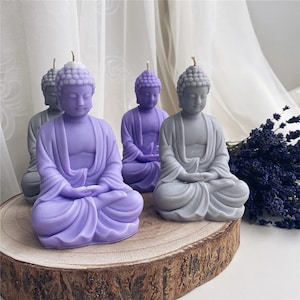 Moule en silicone de bougie de statue de bouddha, moule de plâtre de ciment de statue de moine bouddhiste Maitreya