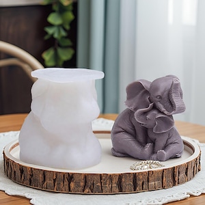 Molde de silicona para estatua de elefante: Manualidades de yeso y cemento con animales
