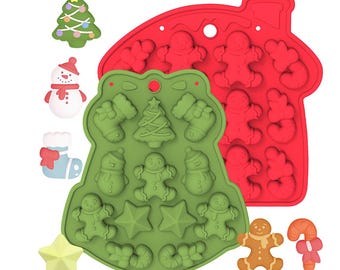 Christmas Gingerbread Man Chocolate Silicone Mold, Snowman Tree Candy Cake Decor Mould