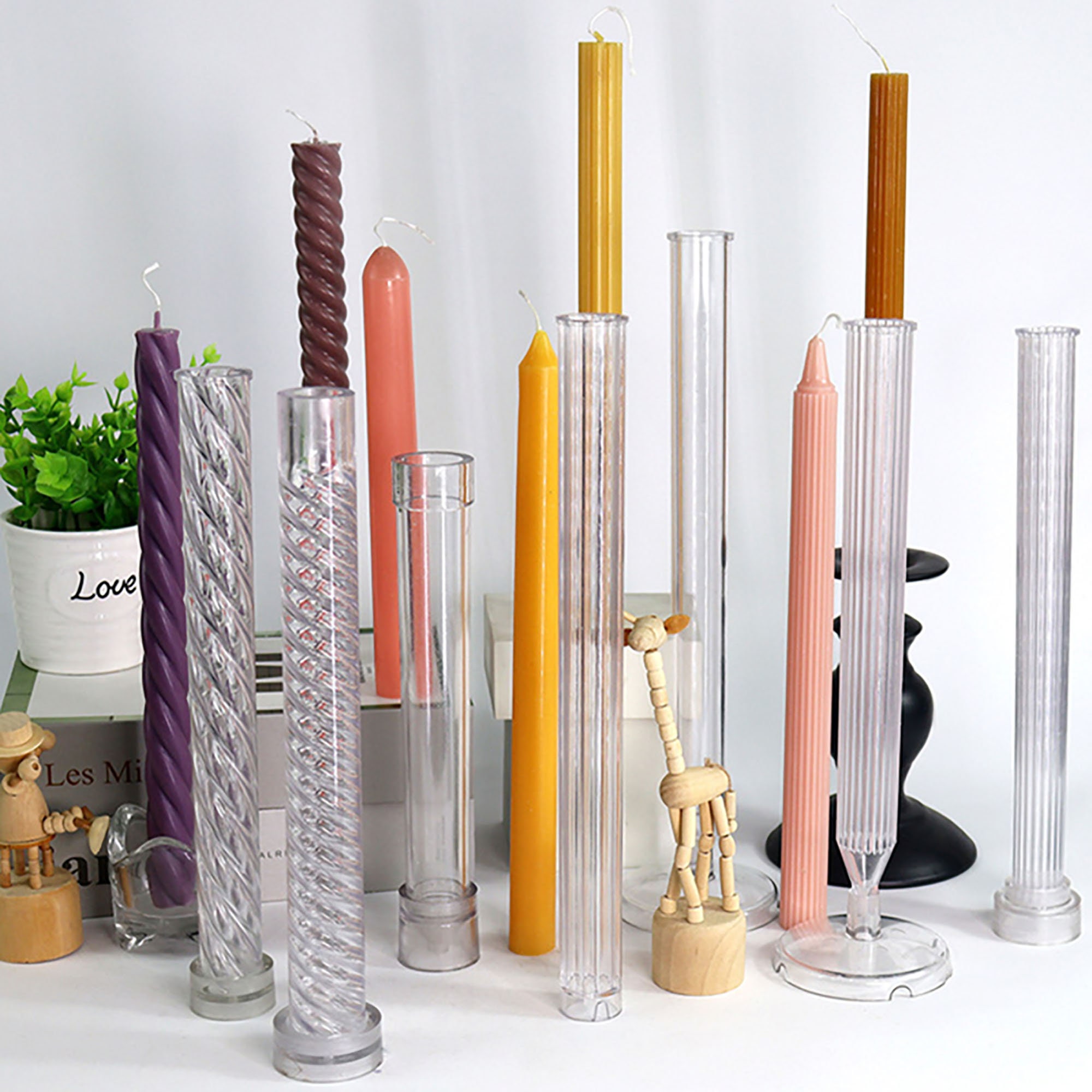 DIY Acrylic Long Geometric Pillar aromatherapy Candle Mold, Pc Plastic Long Strip Candle Home Table Decoration Ornaments Mold