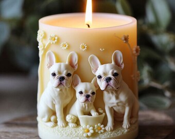 French Bulldog Aromatherapy Candle Mold: 3D Cute Puppy Embossing Column Candle Tool