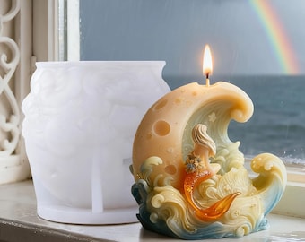 Mermaid Candle Silicone Mold:DIY The Moon Aromatherapy Candles Decorative Art