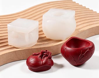 Anatomische hartvormige siliconen mal met deksel, 3D menselijke hartvormige betonnen kaarsenhouder