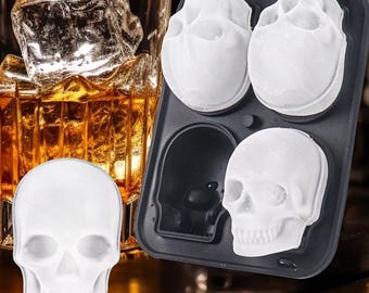 Siliconen mal Halloween-schedel: ijsblokjesvorm met 4 gaten en 6 gaten