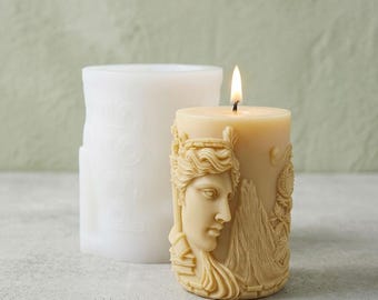Classical Muse Goddess Candle Silicone Mold, 3D Greek Mythology Lady Relief Candle Mould