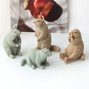 Groundhog Hedgehog Aromatherapy Candle Silicone Candle Mold DIY Simulation Animal Groundhog Resin Plaster Ornament Mold
