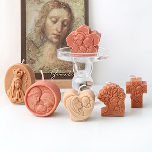 Marco de fotos familiar de la Virgen María vintage, molde de silicona para velas de aromaterapia, estatua cristiana, molde de silicona para jabón y resina