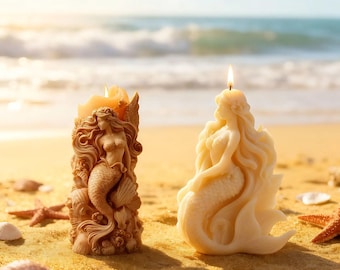 3D Mermaid Cylinder Candle Silicone Mold: DIY Ocean-Themed Relief Home Candle Decor