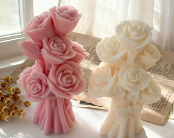 Valentine's Day Rose Bouquet Candle Silicone Mold: DIY Wedding Flower Decoration Plaster Making