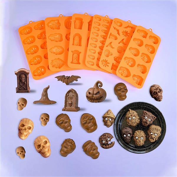 3D Halloween Schädel Spinnennetz Grabstein Design Silikon Schokoladenform DIY Candy Gummy Mousse Form Kuchen Dekorieren Werkzeuge Küche Backformen
