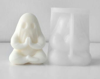 Siliconen mal voor een mediterende geestkaars, gipsen mal voor een biddende geest voor Halloween