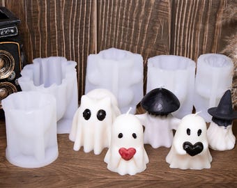 Spooky Ghost Candle Silicone Mold: DIY Halloween Candle, Plaster,Resin Ornament