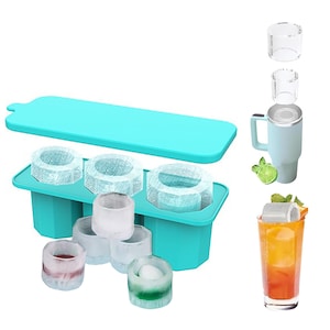 Taza de agua de 40z, compartimento redondo para hielo con tapa, molde de silicona, moldes para Fabricación de hielo, molde cilíndrico instantáneo para cubitos de hielo