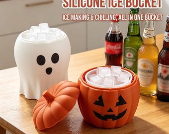 Spooky Halloween Ice Bucket Silicone Mold, Ghost & Jack-o'-Lantern Drink Cooler and Ice Cube Mould