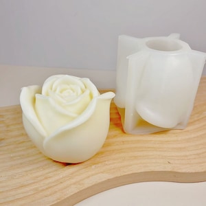 3D Large Valentine&#39;s Day Rose Candle Silicone Mold, Rose Flower Cake  Chocolate Baking Mold