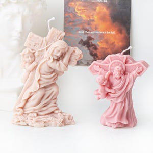Crucifix Jesus Mother of God Statue Candle Silicone Mold Diy Christian Angels Saints Plaster Resin Ornament Mold