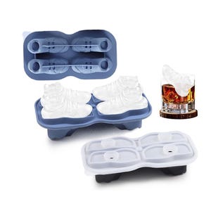 Cubo de hielo con forma de zapato con embudo, molde de silicona de calidad alimentaria, caja de almacenamiento con compartimento para hielo, molde de hielo para el hogar