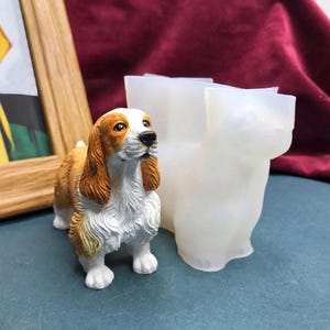 Molde de silicona para decoración de yeso con diseño de perro Cocker Spaniel en 3D, para hacer velas aromáticas con forma de cachorro, para decoración del hogar