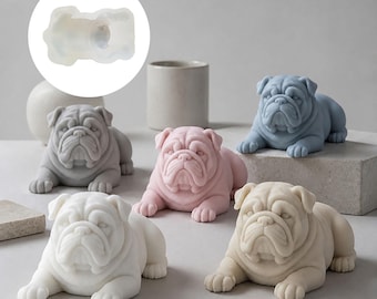 3D French Bulldog Silicone Mold, Lying Bulldog for Resin, Plaster, and Soap or Candle Making