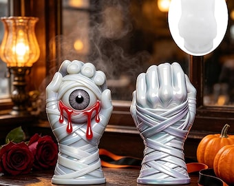 Gotische oogbol hand kaars siliconen mal, Halloween bloederig oog mummie hand hars mal voor knutselwerk