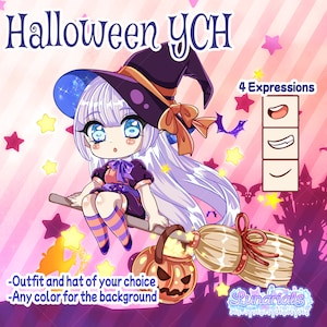 Animated Halloween Chibi YCH Commission: Custom Anime Emotes (Digital)