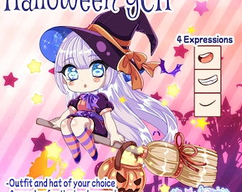 Animated Halloween Chibi YCH Commission: Custom Anime Emotes (Digital)