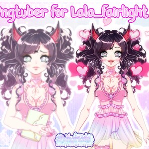 May include: A digital illustration of a pink-haired anime character with cat ears and a pink dress. The character is holding a light yellow notebook. The background is a pink and purple gradient with hearts.
