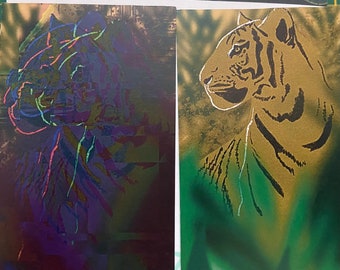 Marque page tigre / glitch  ( recto verso)