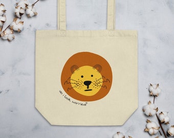 Bezorgde Leeuw Eco Gerecycled Katoenen Tote Bag Mental Health Self Care