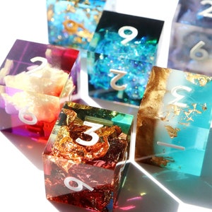 Randomized 6d6 set - handmade resin sharp edge dnd dice set, D&D, Dungeons and Dragons, galaxy dice, resin dice, holo, rogue dice