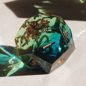 Sublime Blight - green and black smoke handmade resin sharp edge dnd dice set for DnD, D&D, Dungeons and Dragons, RPG dice