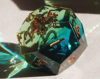 Sublime Blight - green and black smoke handmade resin sharp edge dnd dice set for DnD, D&D, Dungeons and Dragons, RPG dice