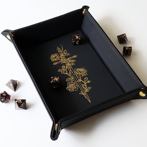 Gilded Sword Dice Tray - Dice Rolling Tray for DnD, Dungeons and Dragons, key tray, jewelry tray, vegan leather, nerd gift