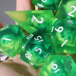 Gelatinous Cube 40mm Chonk Set - green matte handmade resin sharp edge dice set for DnD, D&D, Dungeons and Dragons, RPG dice, slime dice