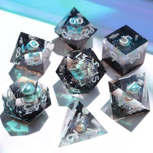 Andromeda Luxe - galaxy dice, planet dice, astronomy, handmade resin sharp edge dnd dice set for DnD, D&D, Dungeons and Dragons, RPG dice