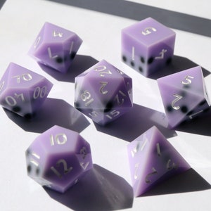Taro Milk Tea Boba Dice - kawaii dice, boba dice, handmade resin sharp edge dnd dice set for DnD, D&D, Dungeons and Dragons, RPG