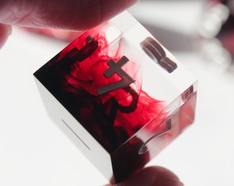 Persephone's Fury - red blood handmade resin sharp edge dice set for DnD, D&D, Dungeons and Dragons, RPG dice