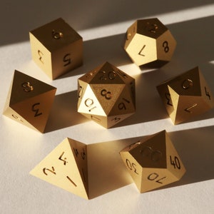 Ozymandias - gold ultra matte handmade resin sharp edge dnd dice set for DnD, D&D, Dungeons and Dragons, RPG dice, matte dice