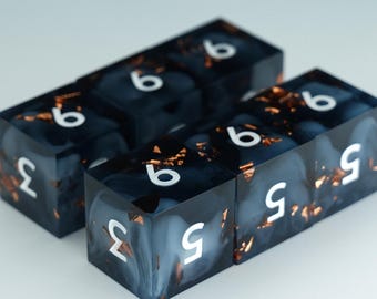 The Terror 6d6 set - handmade resin sharp edge dnd dice set, D&D, Dungeons and Dragons, dark dice, smoke dice, black and white dice, RPG