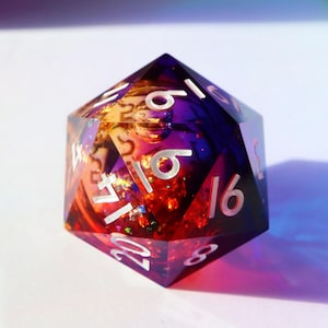 Sunspell Liquid Core Chonk D20 - oversized d20, holographic handmade resin sharp edge dice set for DnD, Dungeons and Dragons, RPG dice