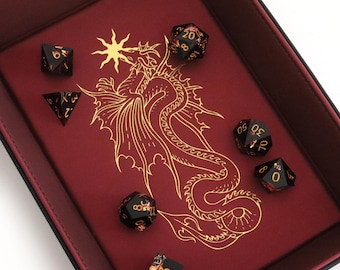 Suneater Dice Tray - Dice Rolling Tray for DnD, Dungeons and Dragons, key tray, trinket tray, jewelry tray, vegan leather, nerd gift